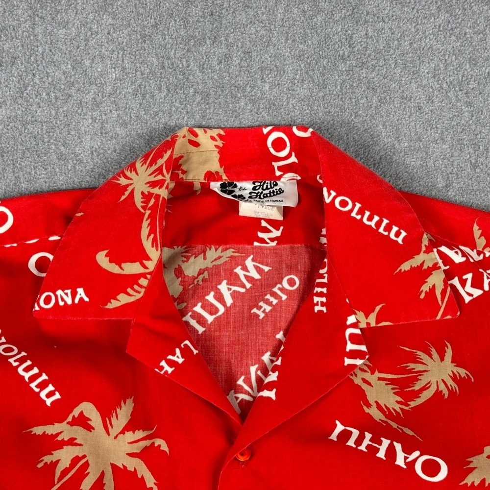 Hilo Hattie Hawaiian Shirt Men's Vintage L Button Up Red Floral Island